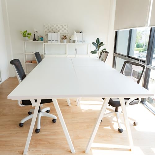 Kaboon White Table Top 23.62" D x 55" W, Solid One-Piece Desktop, Universal Wood Countertop, Reversible Laminate Top, Double Desks, L-Desk DIY, for Home and Commercial Kaboon