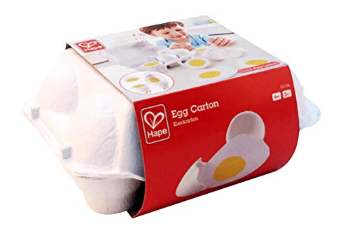 Hape Egg Carton Kitchen Toys Children Play Kitchen Game Food Toy for Kids Early Development, Learning (3Pcs Hard-Boiled Eggs & 3Pcs Fried Eggs) Hape