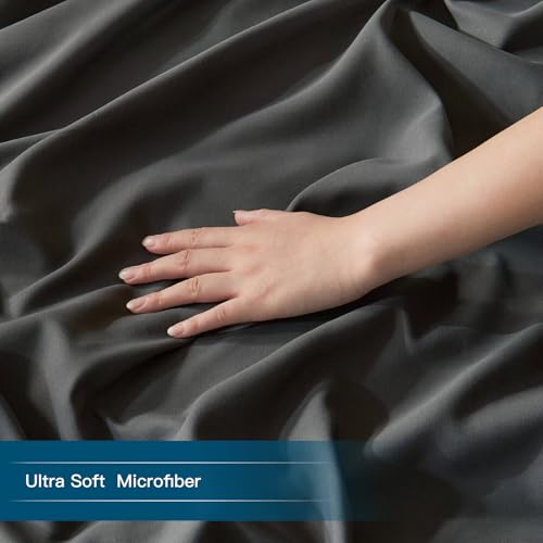 STWIENER Oversized King Plus Duvet Cover 120"x132", Only One Piece Extra Large Ultra Soft Microfiber Grey Duvet Cover for All Season - Zipper Closure & 8 Corner Ties(Grey, Alaskan King 120x132 inches) STWIENER