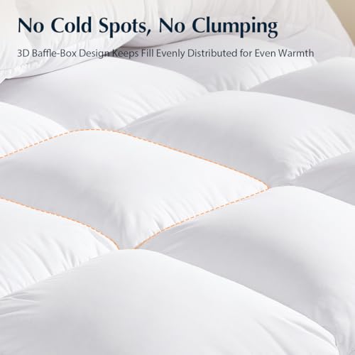 Pacific Coast Premium Goose Down Fiber Comforter Queen Size, 420TC 100% Australian Cotton Shell, All-Season Comforter with Hidden Baffle Box & Double-Stitched Piping (90"x90") Pacific Coast