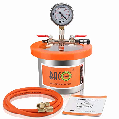 BACOENG 2 Quart Vacuum Chamber Kit with 3.6 CFM 1 Stage Vacuum Pump HVAC BACOENG