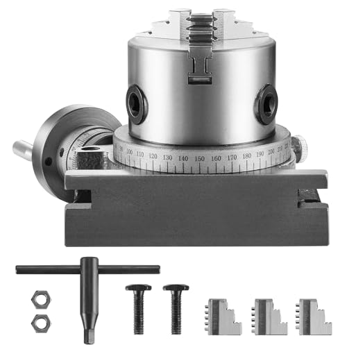 VEVOR Rotary Table for Milling Machines, 4''/ 100 mm, Horizontal Vertical Model Precision Milling Rotary Table, with 3.1''/80 mm 3-Jaw Chuck M10 T-Bolts Nuts, for Milling Engineering Indexing Tools VEVOR