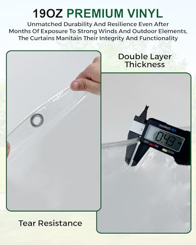 Erfolkerz 7'H x10'W Outdoor Vinyl Curtain 19oz Thicked Clear Tarps, Vinyl Patio Enclosure,Clear Outdoor Curtains Heavy Duty Waterproof Transparent Tarp with Grommets for Patio Gazebo Balcony Pergola Erfolkerz