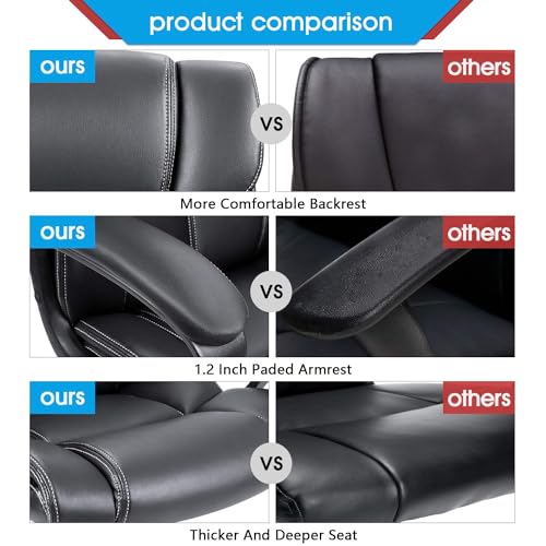 Furmax Mid Back Executive Office Chair Swivel Computer Task Chair with Armrests,Ergonomic Leather-Padded Desk Chair with Lumbar Support Furmax
