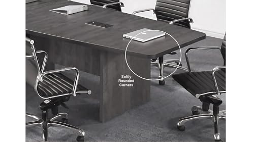 New Cherry Laminate Finish 10ft Conference Table Wood Boat Shaped Square Storage Cube Legs Doors Grommets Desk Base Meeting Room Racetrack Furniture Office Business Modern 118''L x 47-32''W x 29''H WoodArtSupply