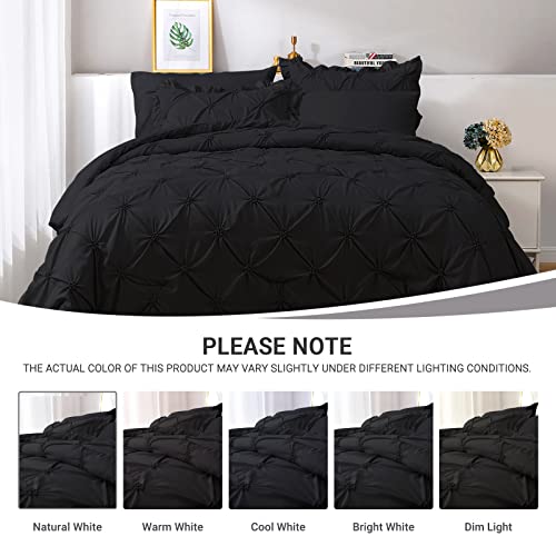 JOLLYVOGUE Queen Comforter Set 7 Pieces, Black Bed in a Bag Comforter Set for Bedroom, Bedding Comforter Sets with Comforter, Sheets,Ruffled Shams & Pillowcases JOLLYVOGUE