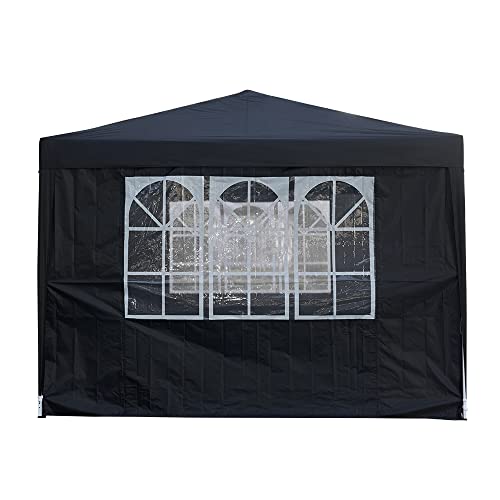 Panana Pop Up Gazebo 10''x10'' Waterproof Outdoor Garden Marquee Awning Party Tent Canopy and Carry Bag 3 X 3m (Black) Panana