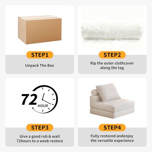 Lumbershed Folding Sofa Bed, 3-in-1 Convertible Sleeper Chair Bed with Pillows, Foldable Floor Couch with High-Density Foam, Futon Small Boneless Couch for Living Room Bedroom Lounge, Single, White Lumbershed