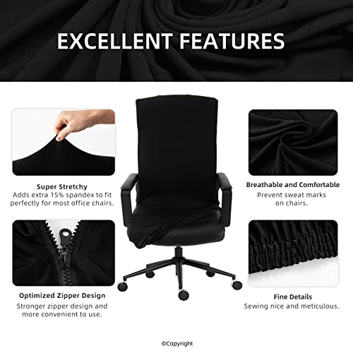 Water Resistant Stretch Computer Office Chair Cover with Durable Zipper Universal Washable Removable Spandex Rotating Boss Chair Slipcovers Anti-dust Soft Desk Chair Seat Protector for Dogs Cats Pets DIVA EN CAMINO DEC