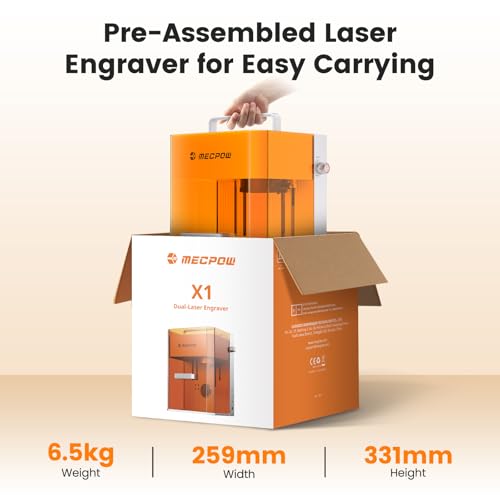 Mecpow X1 2-in-1 Dual Laser Engraver, 5000mm/s Speed Portable Laser Engraving Machine, Infrared Engraver for Jewelry,Metal,Wood,Leather and Acrylic,105x105mm Area,Output Power:0.5mW,Class:1 Mecpow