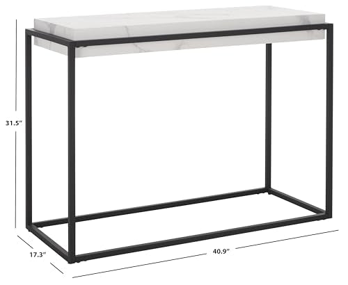 SAFAVIEH Home Collection Edgefield White Marble/Black Console Table SAFAVIEH