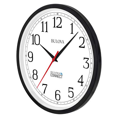 Bulova Precision Connect Wall Clock C5000, 12.5", Black and White Bulova