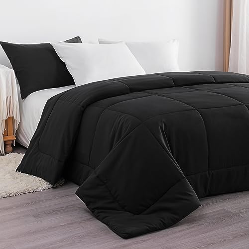 NTBAY Twin Comforter - Down Alternative Comforter Duvet Insert, All Season Bedding Quilted Duvet Insert with Corner Tabs, Machine Washable, Black NTBAY