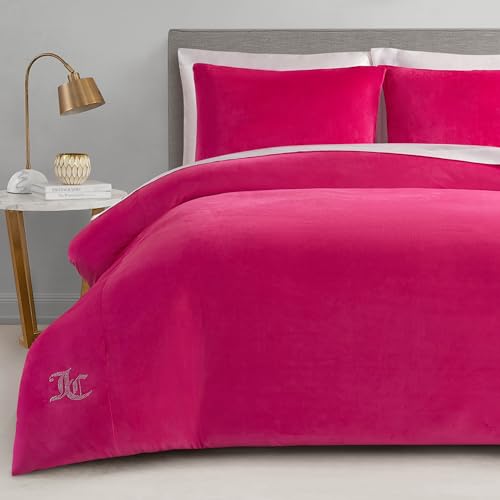 Juicy Couture Hot Pink Velour Full/Queen Comforter Set - 3 Piece Luxury Bedding Ensemble Juicy Couture