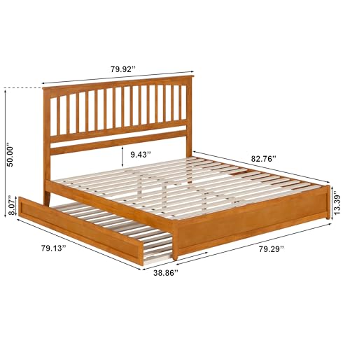 AFI, Everett King Platform Bed with Panel Footboard and Twin XL Trundle, Light Toffee AFI