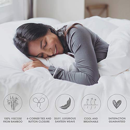 KICKEE Luxury Duvet Cover, 100% Viscose from Bamboo, Hotel Style, Silky Soft Comforter, Minimalist Bedding Collection(Suede Blue, Full/Queen) Kic Kee Pants