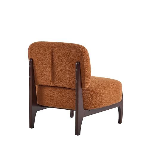 BTYJLEBE Accent Chair Modern Lounge Chair, Comfy Upholstered Reading Room Chair with Solid Wood Frame, Elegant Design for Living Room, Bedroom,Office(Orange) BTYJLEBE