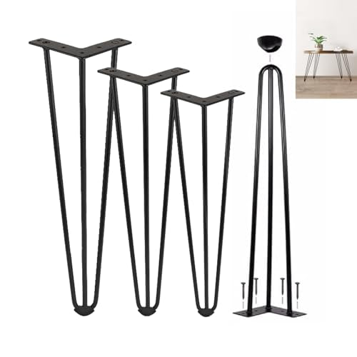 Generic Hairpin Legsniture Legs Set of 4,Metal Table Legs Modern Black Coffee Dining Table Legs 3 Rod for Cabinet Bench Chair Coffee Table Desk/72Cm(28.3In) WoodArtSupply
