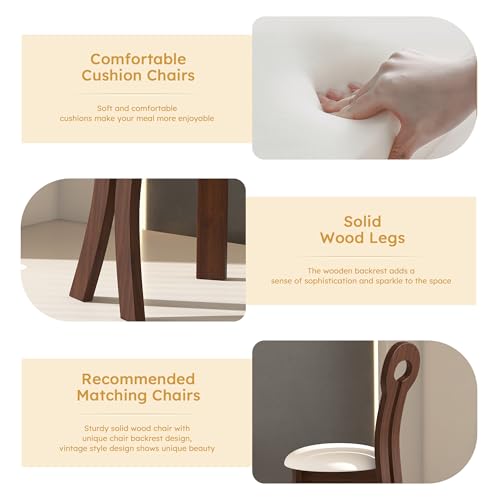 Wohh 9-Piece Round Dining Table Set, 59" Sintered Stone Table with Walnut Base, 6-8 People, Modern Style Wohh