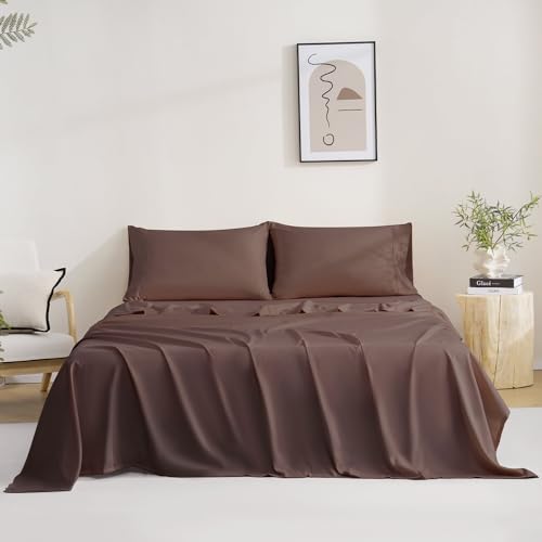 MCO Bedding Twin Bed Sheets Set - Soft Bed Sheets - Cooling Breathable Bedding Set with 16" Deep Pocket (3 Pieces, Twin, Chocolate Brown) MCO