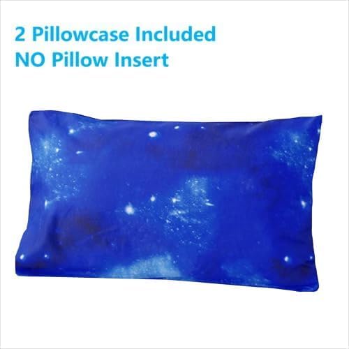 SDIII Blue Galaxy Duvet Cover Set Full with 2 Pillowcase, Not Including Comforter Inside, Space Bedding Duvet Cover Full with Zipper and Corner Ties SDIII
