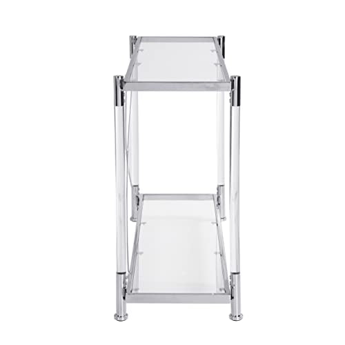 WAQINBR Silver Narrow Console Table Sofa Table for Living Room, Entryway Table with Storage, Acrylic Sofa Table Narrow Long with Tempered Glass Top, 43.3" W Rectangular Glass Tableโฆ WAQINBR