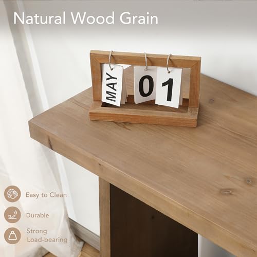 HOKYHOKY Solid Wood Console Table, 43.3" Farmhouse Entryway Table with Storage Shelf, Rustic Narrow Skinny Behind Couch Sofa Table for Living Room, Hallway, Entryway, Foyer, Brown HOKYHOKY