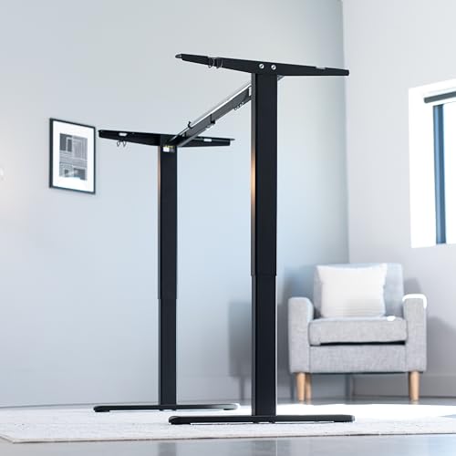 VIVO Electric Stand Up Desk Frame Workstation, Single Motor Ergonomic Standing Height Adjustable Base with Simple Controller, Black, DESK-V100EB VIVO