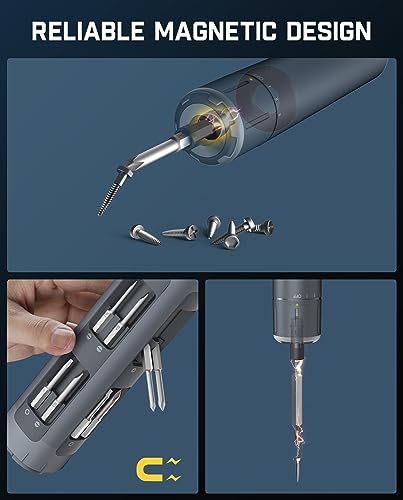 Fanttik S1 Pro 3.7V Electric Screwdriver, Cordless Screwdriver, 16 S2 Metal Bits, 3 Torque Settings, Max 6 N.m, 2000mAh Battery, LED Light, 1/4''Hex, Idea Tool for Furniture/Desktop Computer Fanttik