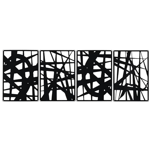 Bdor Decorative Metal Panels, Set of 4, 10.98" x 15.94", Modern Geometric Design, Black Metal Wall Art, Room Dividers, Architectural Elements for Home and Office Décor Bdor