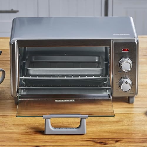 BLACK+DECKER 4-Slice Crisp 'N Bake Air Fry Toaster Oven,TO1787SS-RFP, 4-Slice, 5 Cooking Functions, 30 Minute Timer, Stainless Steel BLACK+DECKER