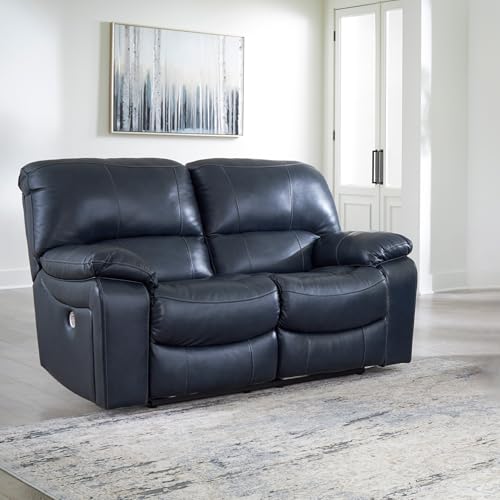Signature Design by Ashley Leesworth Modern Power Reclining Loveseat with USB Charging Ports, Blue Signature Design by Ashley