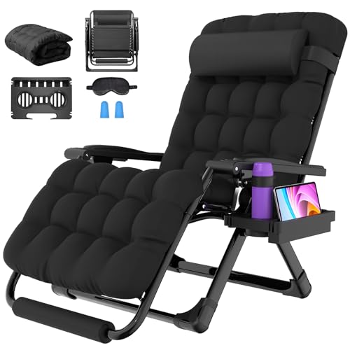 Suteck Oversized Zero Gravity Chair,33In XXL Outdoor Recliner Chair w/Removable Cushion&Headrest, Camping Lounge Chair w/Upgraded Lock&Footrest, Reclining Patio Chairs for Indoor Outdoor,500LBS Suteck