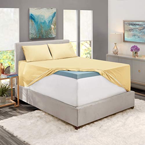 Hearth & Harbor Extra Deep Pocket Sheet Sets, Luxury Soft 6 Piece Bed Sheet Set Fits Mattress 18-24 Inches - Queen, Mellow Yellow Hearth & Harbor