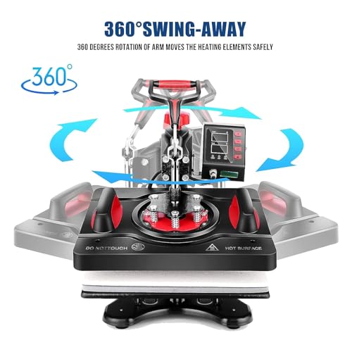 AKEYDIY 8 in 1 Heat Press Machine 12x15 Inch, 360° Swing Away Shirt Press Machine - Digital Heat Transfer Machine, Sublimation Heat Press for T Shirts Hat Cap Mug Plate (ProPress Elite 8 in 1) AKEYDIY