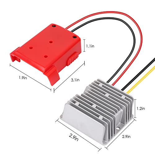 Mellif DC Power Adapter Compatible with Milwaukee 18V Battery, 18V to 12V Step Down Voltage Converter, 180W Inverter Automatic Buck Converter Regulator for Golf Cart Led Strip Light (Tool Only) Mellif