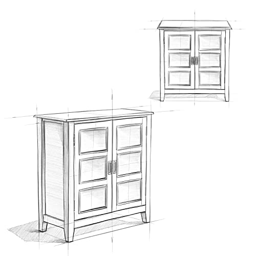 SIMPLIHOME Burlington SOLID WOOD 30 inch Wide Transitional Low Storage Cabinet in Mahogany Brown for the Living Room, Entryway and Family Room SIMPLIHOME