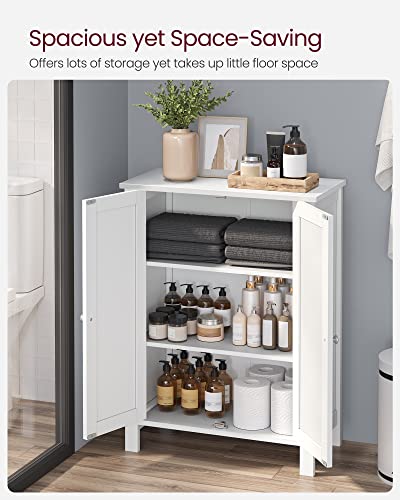 VASAGLE White Bathroom Floor Storage Cabinet with 2 Adjustable Shelves VASAGLE