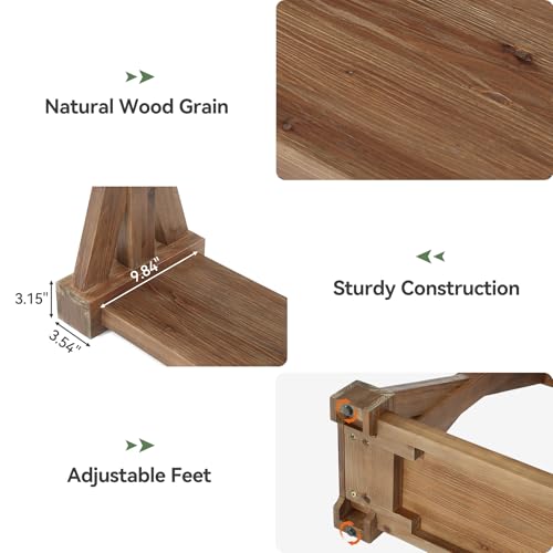 TRIBEWOOD Solid Wood Console Table for Entryway, 63-Inch Narrow Farmhouse Entryway Table with Storage, 2-Tier Sofa Console Behind Couch, for Living Room, Hallway, Easy Assembly, Rustic Brown TRIBEWOOD