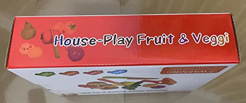 CARLORBO Wooden Toys Food for Kids Kitchen - Play Food Cutting Fruits and Vegetables Set for Pretend Role Play CARLORBO