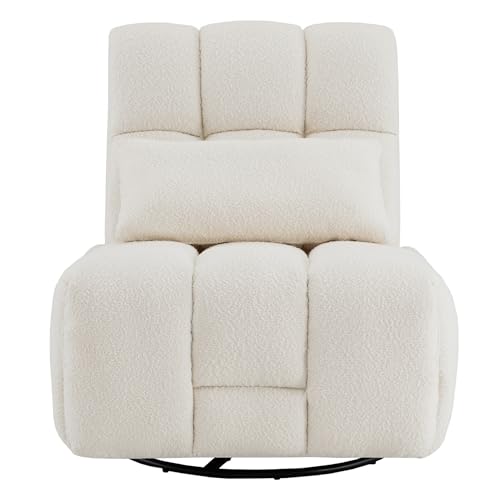 Watson & Whitely Oversized Power Recliner Chair for Adults, Swivel Rocker Recliner Chair with Lumbar Support, Ultra-Comfy Glider Recliner for Living Room Theater Seating Single Sofa, Cream