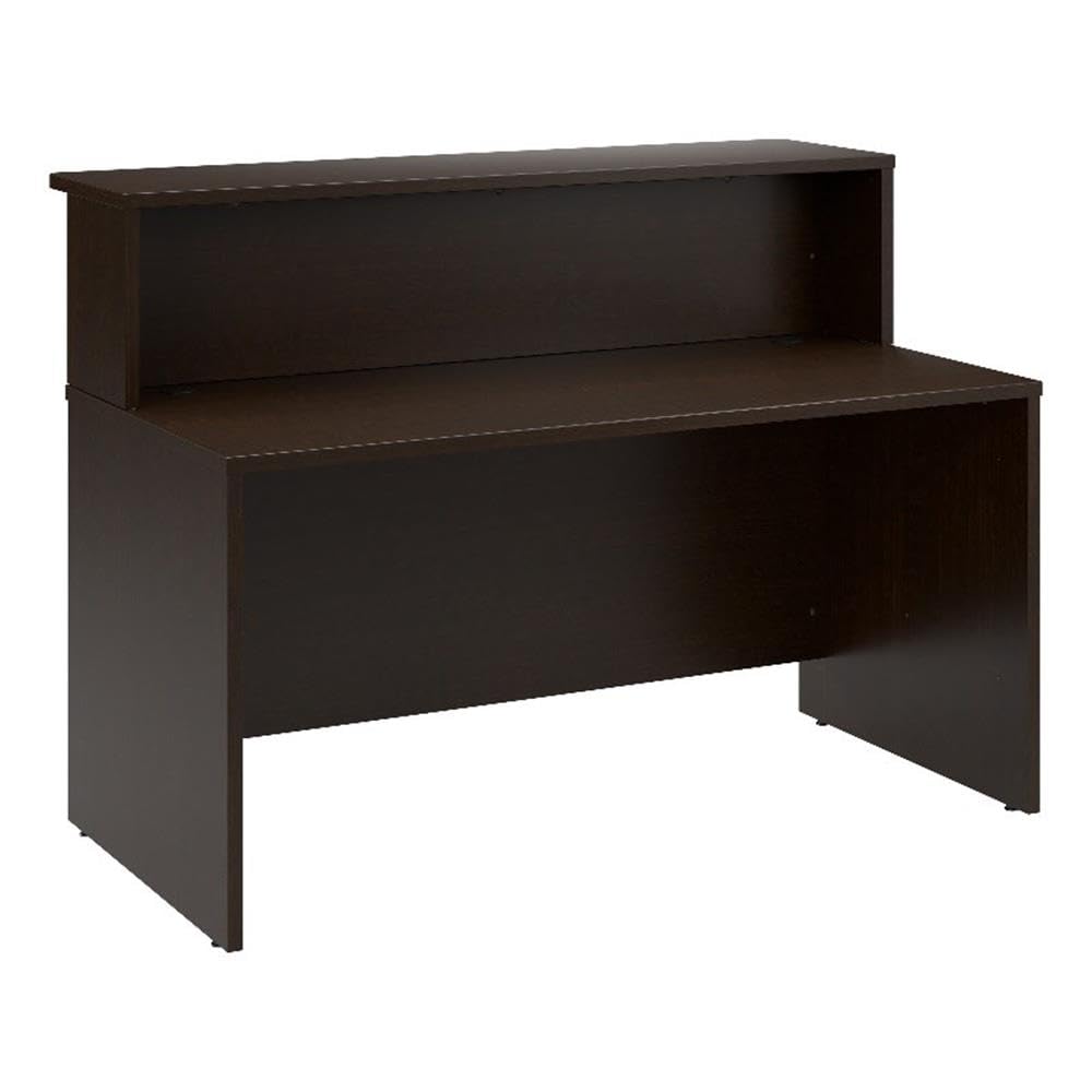 Bush Business Furniture Arrive 60W x 30D Reception Desk with Shelf in Mocha Cherry, Modern Receptionist Station for Office Waiting Room Bush Furniture