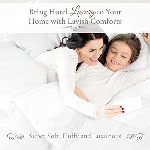 Down Alternative Comforter King Size - Fluffy Duvet Insert - Premium Plush All Season - Luxury Breathable Hotel Cooling Comforter - King, White, 104x86 inches - Comes Compressed Packaging Lavish Comforts