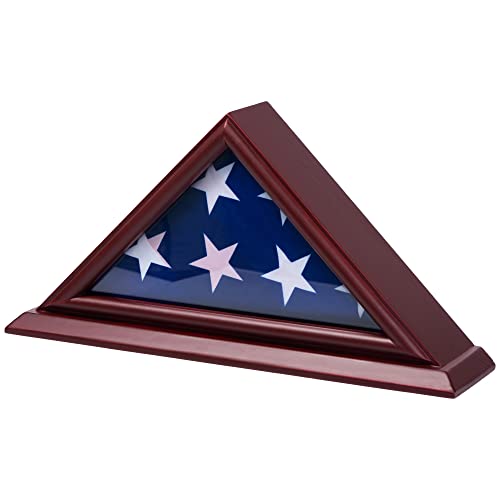 DECOMIL - 3'x5' Flag Display Case | Flag Shadow Box (Not for Burial Funeral Flag), Small Flag Display Case ,Solid Wood, Cherry Finish DECOMIL
