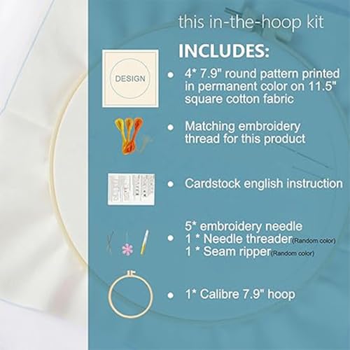 Huacan Embroidery Kits for Adults Beginner 4 Pcs Stamped Bees Honey Pattern Stitching DIY Sewing Kit 7.9 x 7.9 Inch