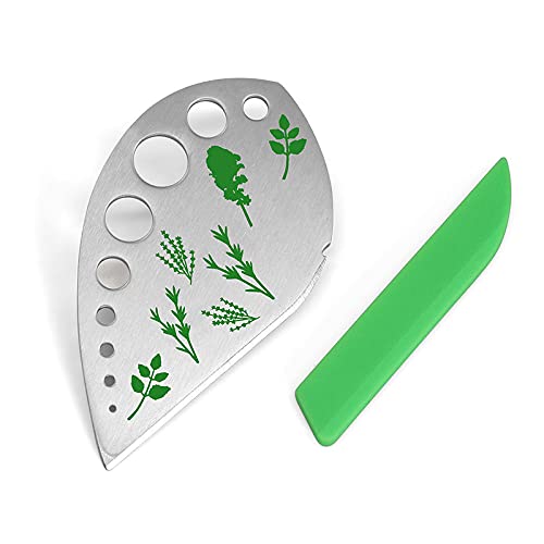 Herb Stripper, Jiaedge Green 9 holes Stainless Steel Kitchen Herbs Leaf Stripping Tool, Metal Herb Peeler for Kale, Collard Greens, Thyme, Basil, Rosemary Stripper Jiaedge