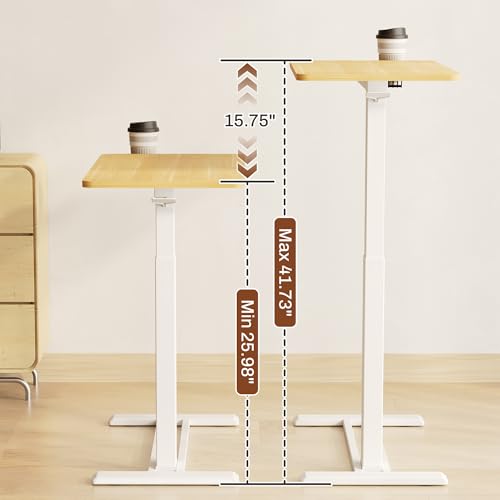 FLEXISPOT Mobile Standing Desk with Wheels Pneumatic Laptop Desk Rolling Computer Cart Movable Height Adjustable Small Sit Stand Desk Computer Workstations Home Use(31.5" W x 17.7" D, Maple) FLEXISPOT