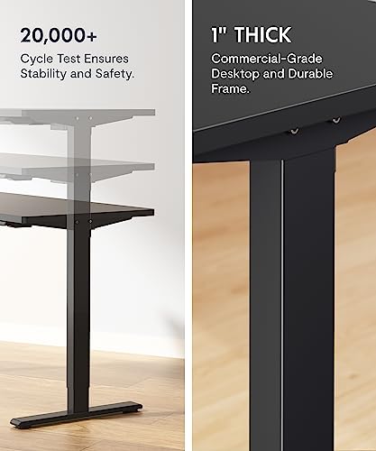 FLEXISPOT Standing Desk 48 x 30 Inches Height Adjustable Electric Sit Stand Home Office Desks Whole Piece Desk Board (Black Frame + Black top,2 Packages) FLEXISPOT