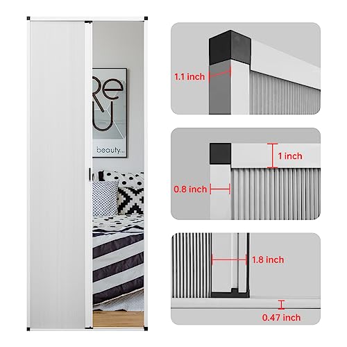 MaKefeile No-Drilling Interior Accordian Door,Sliding Folding Door with Aluminum Frame and Blackout Cellular Fabric, Room Divider Panels for Patio Closet Barn Hallways Shower Doors, Customize, Black MaKefeile