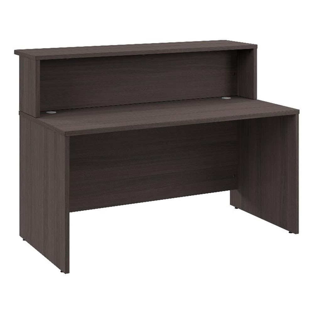 Bush Business Furniture Arrive 60W x 30D Reception Desk with Shelf in Storm Gray, Modern Receptionist Station for Office Waiting Room Bush Furniture